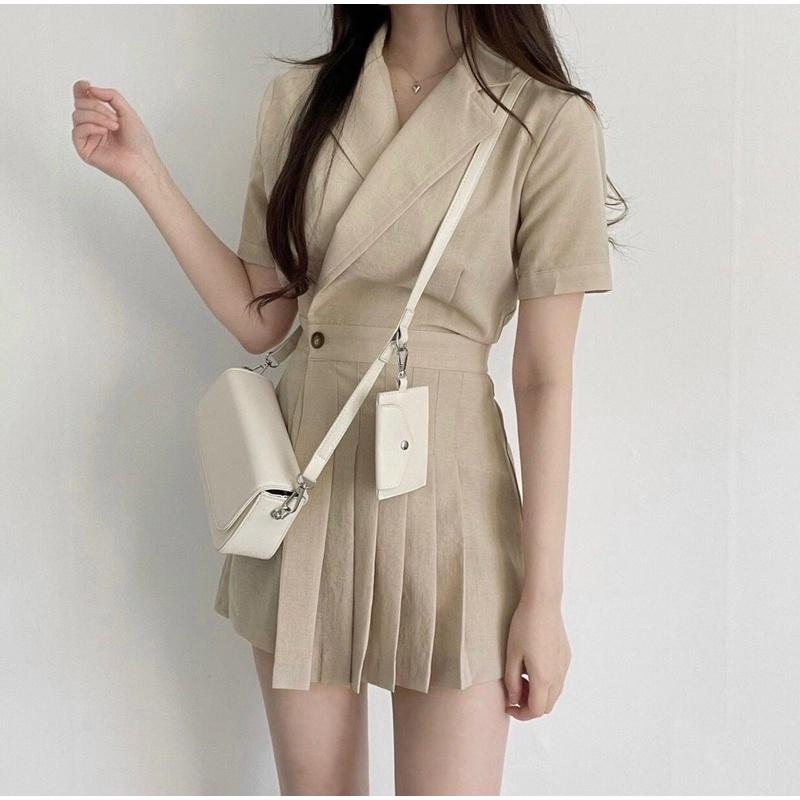 JUMPSUIT CỔ VEST XẾP LI