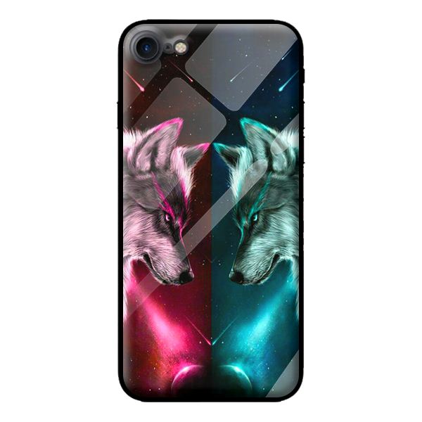 Ốp kính cho Iphone 8 mẫu SÓI CẶP 1 - Hàng chính hãng