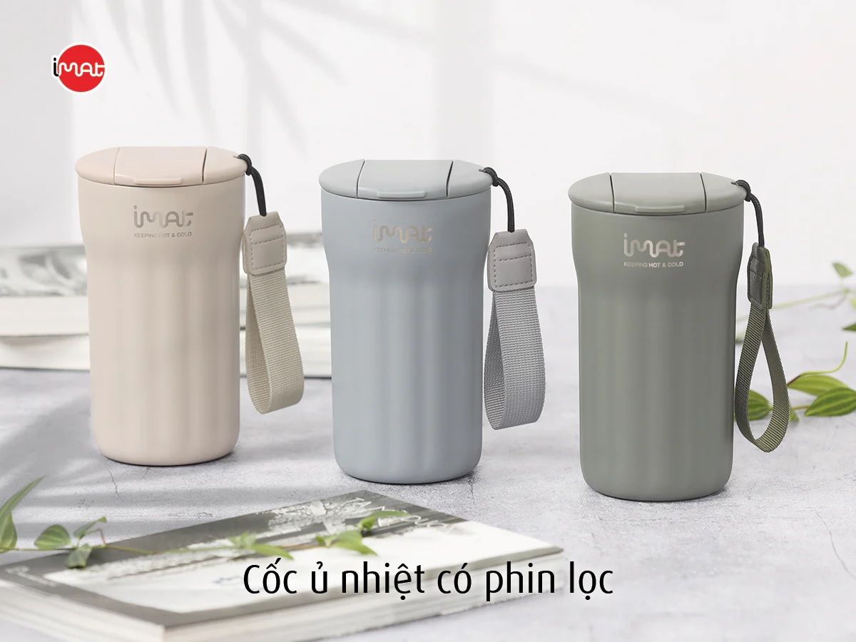 [Hàng chính hãng] Bình giữ nhiệt inox có phin lọc iMat 380ml / 500ml / 1200ml / 1500ml / 2000ml Dùng ủ, giữ nhiệt, sản phẩm làm Inox 304