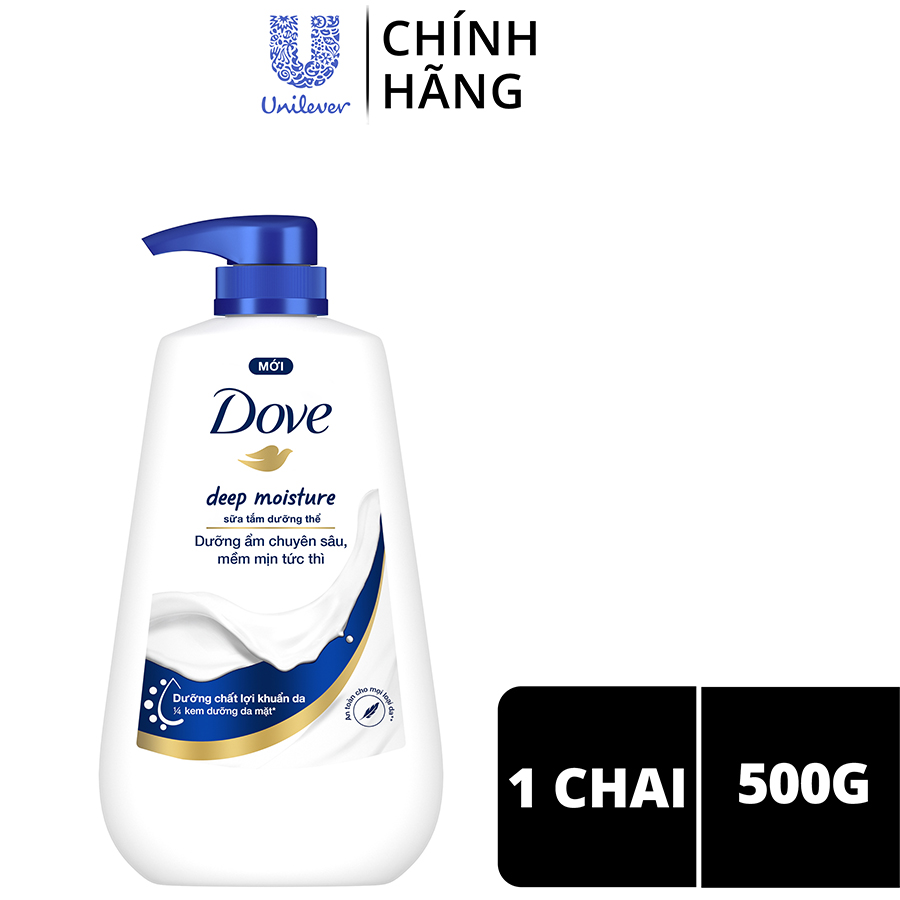 Sữa tắm dưỡng thể Dove Deep Moisture Dưỡng ẩm chuyên sâu với dưỡng chất lợi khuẩn da 500g