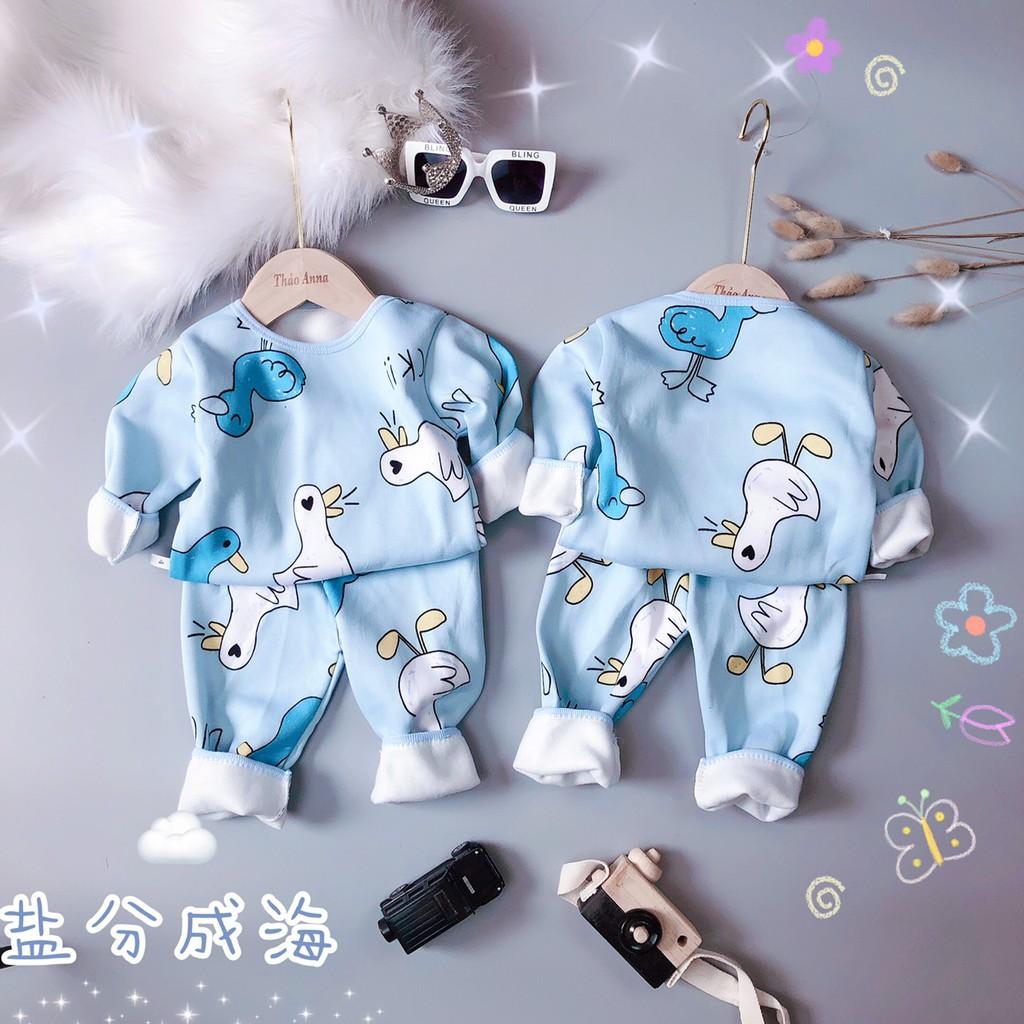Bộ quần áo nỉ cho bé BabyGao cạp cao lót bông dài tay cho bé trai và bé gái ( Hàng cao cấp )
