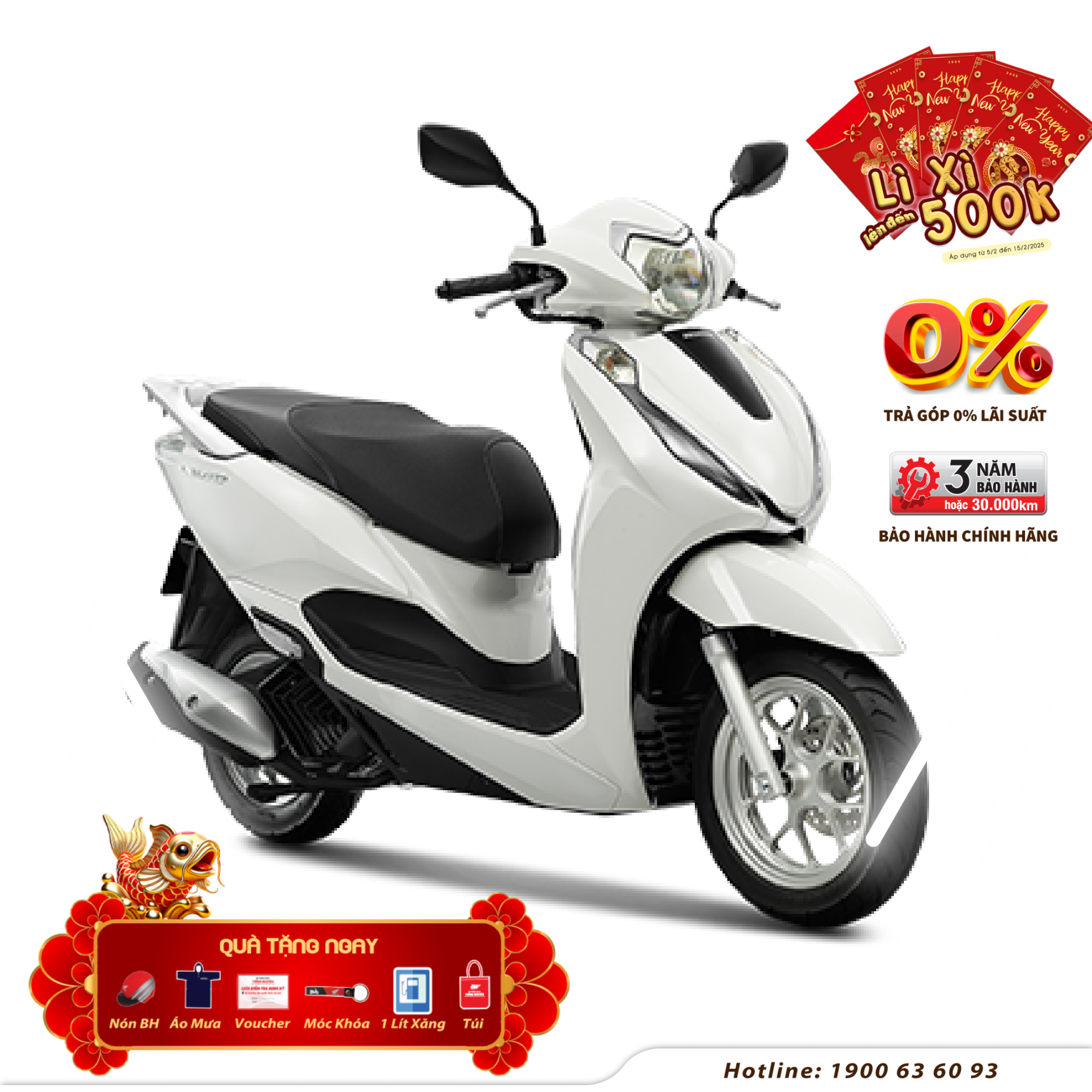 Xe máy Honda Lead 125cc 2025 - Phiên Bản Tiêu Chuẩn - Trắng