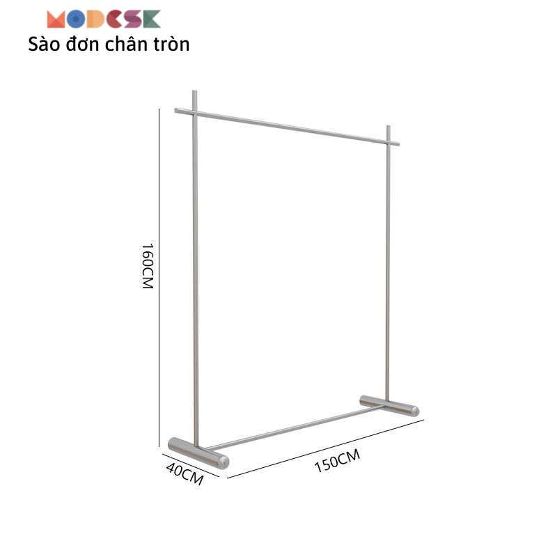 Sào/Giá đơn chân tròn [sang trọng] Inox 304 Modesk [treo quần áo Shop thời trang]