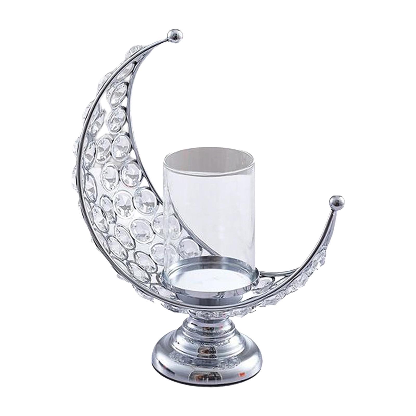 Pillar Candle Holder Moon Shape Candlestick Holder Metal Craft Dining Table Bedroom Wedding Centerpiece Home Decoration Tealight Holder
