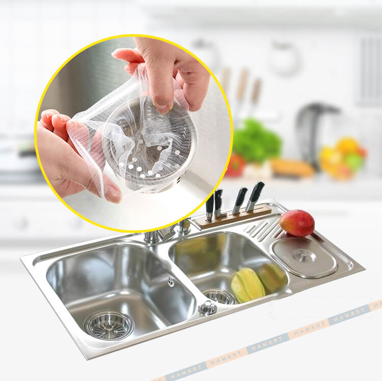 100 Túi Lưới Lọc Rác Bồn Chậu Rửa Chén Bát Có Chun Bo Gom Đựng Rác Tiện Lợi