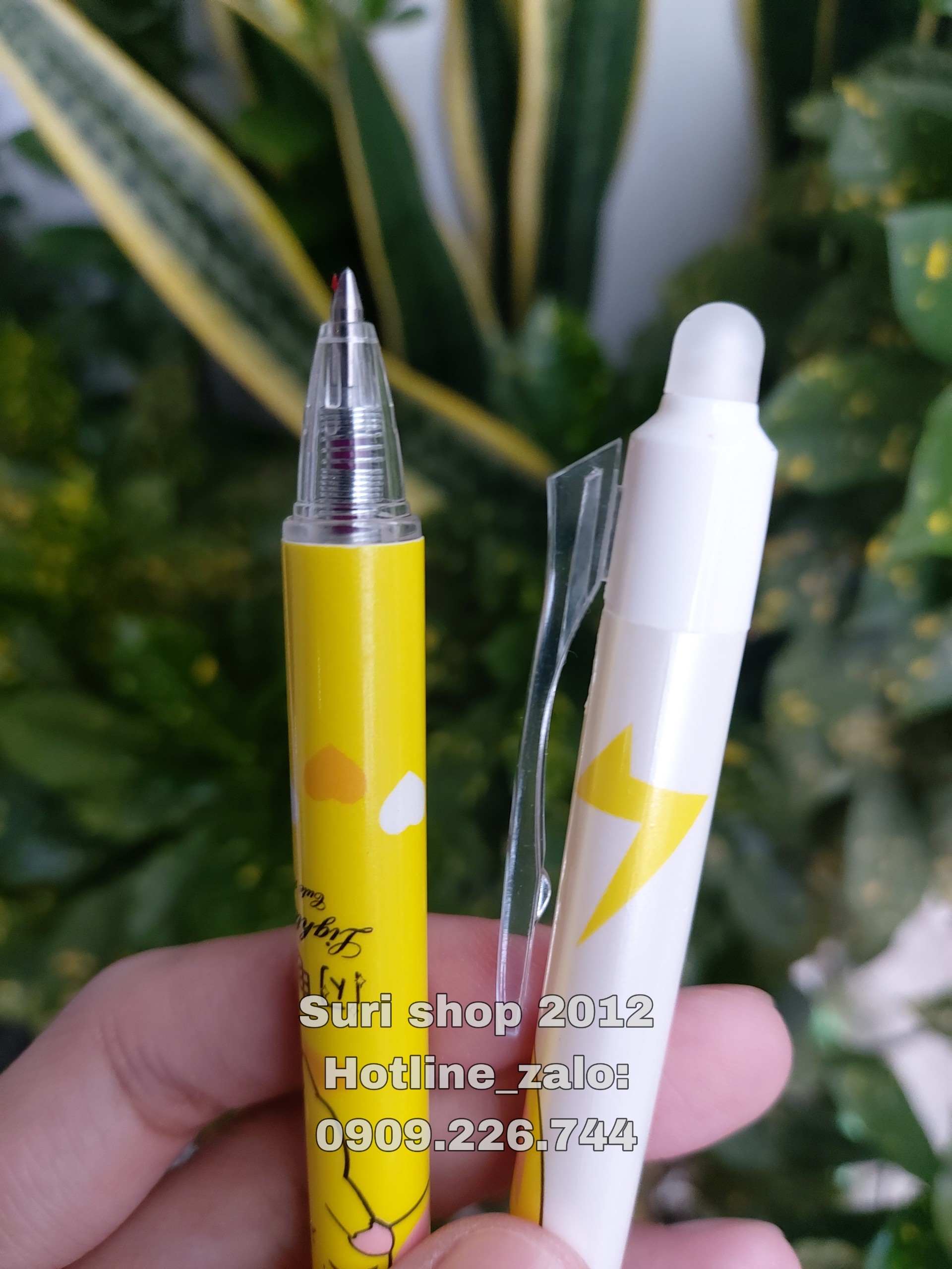 Hộp 12 cây bút gel bấm mực xóa được hoạ tiết hoạt hình dễ thương