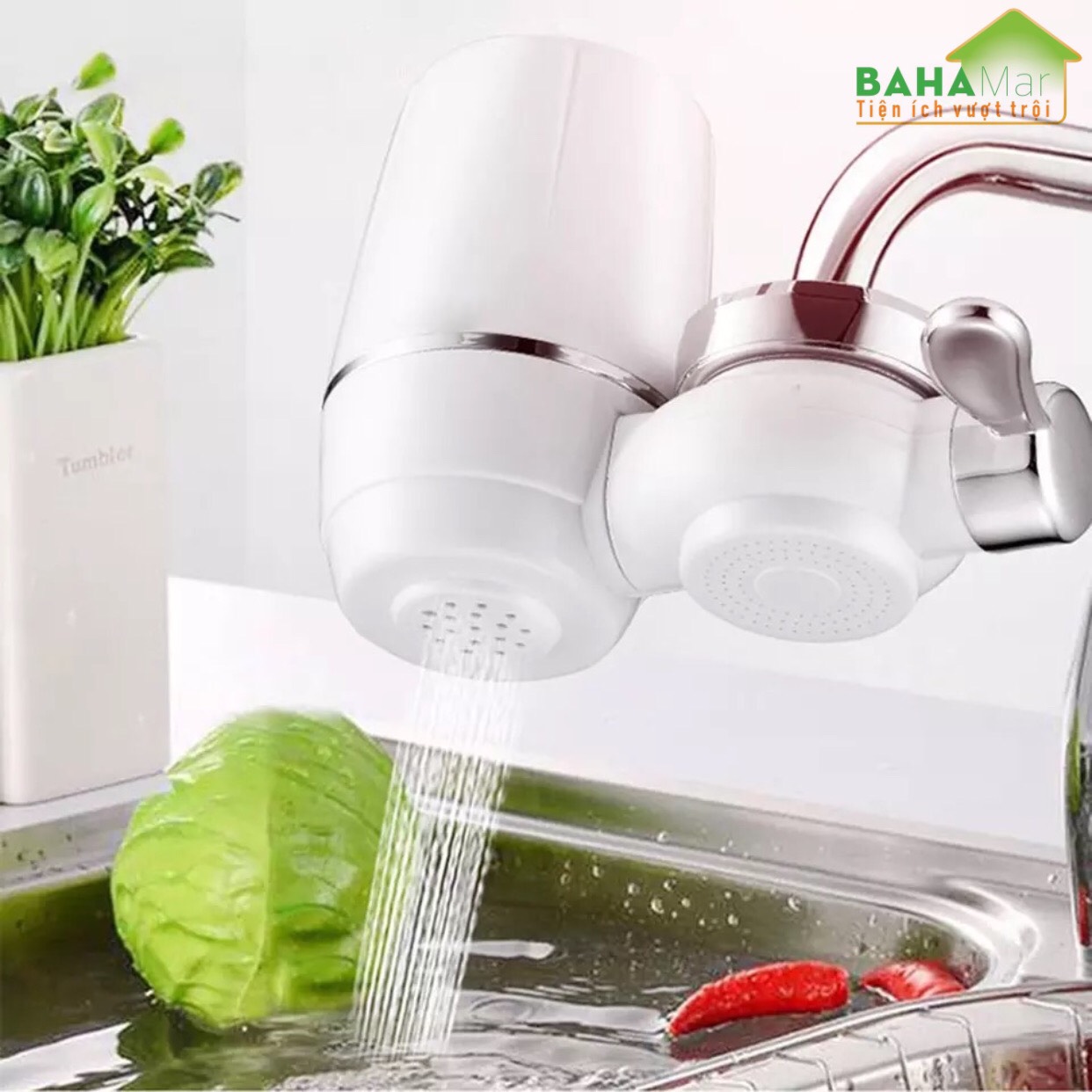 MÁY LỌC NƯỚC KHỬ KHUẨN TẠI VÒI LOẠI BỎ VI KHUẨN, GỈ SÉT, TẠP CHẤT... "BAHAMAR" cho dòng nước tinh khiết mang sức khỏe cho người dùng