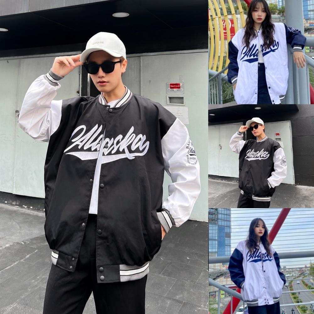 Áo bomber Varsity Jacket form rộng Alaska vải dù cao cấp Áo khoác bóng chày dáng Unisex nam nữ D09