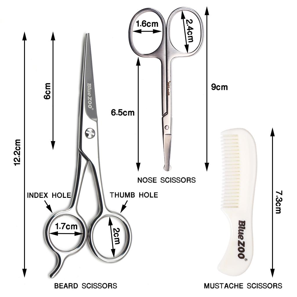 Nose Beard Mustache Scissors and Comb Set for Men Women Care With Bag Black