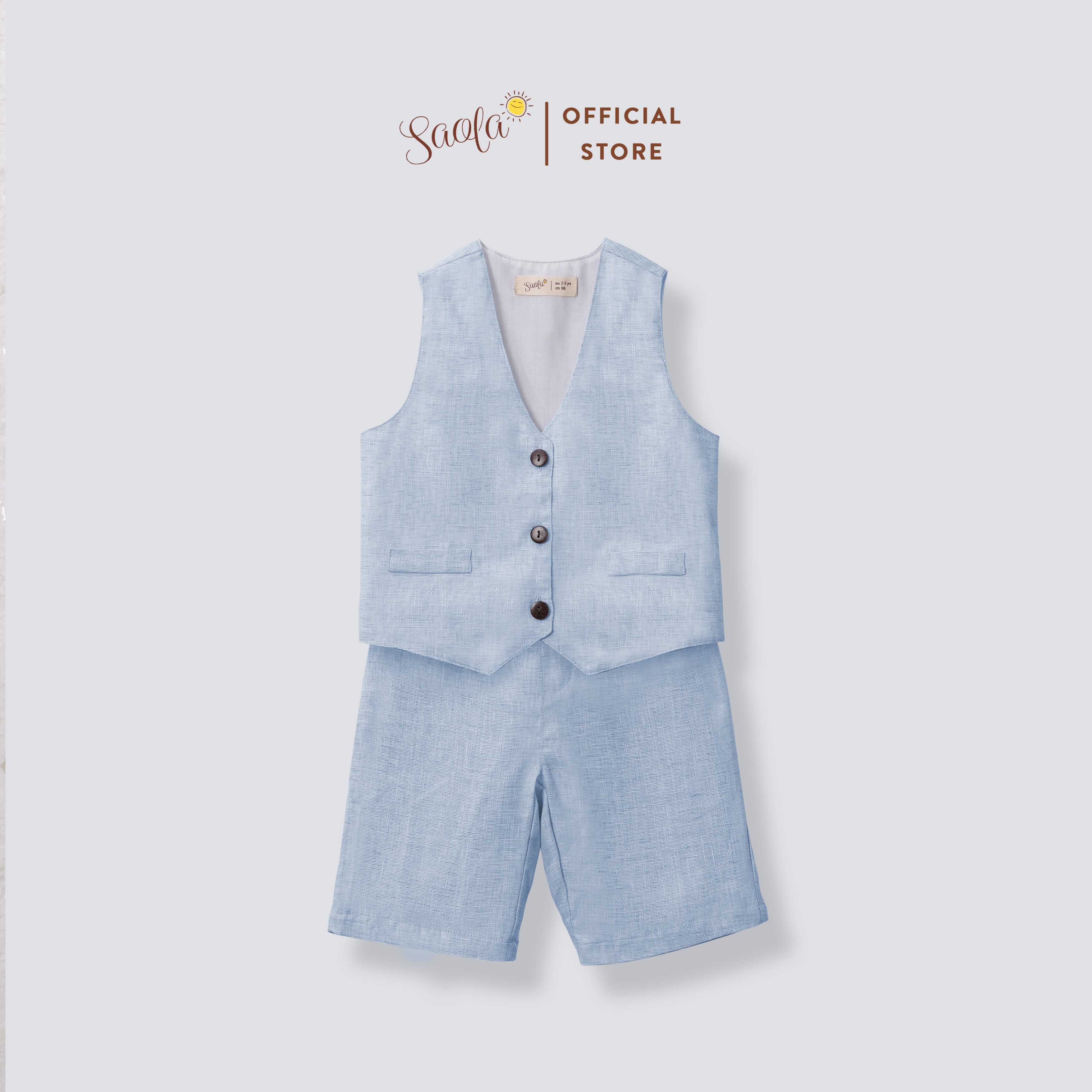 Bộ Gile Chất Liệu Linen Cao Cấp Phong Cách Hàn Quốc Cho Bé Trai - AVETT SET - GIL004 - SAOLA KIDS CLOTHING