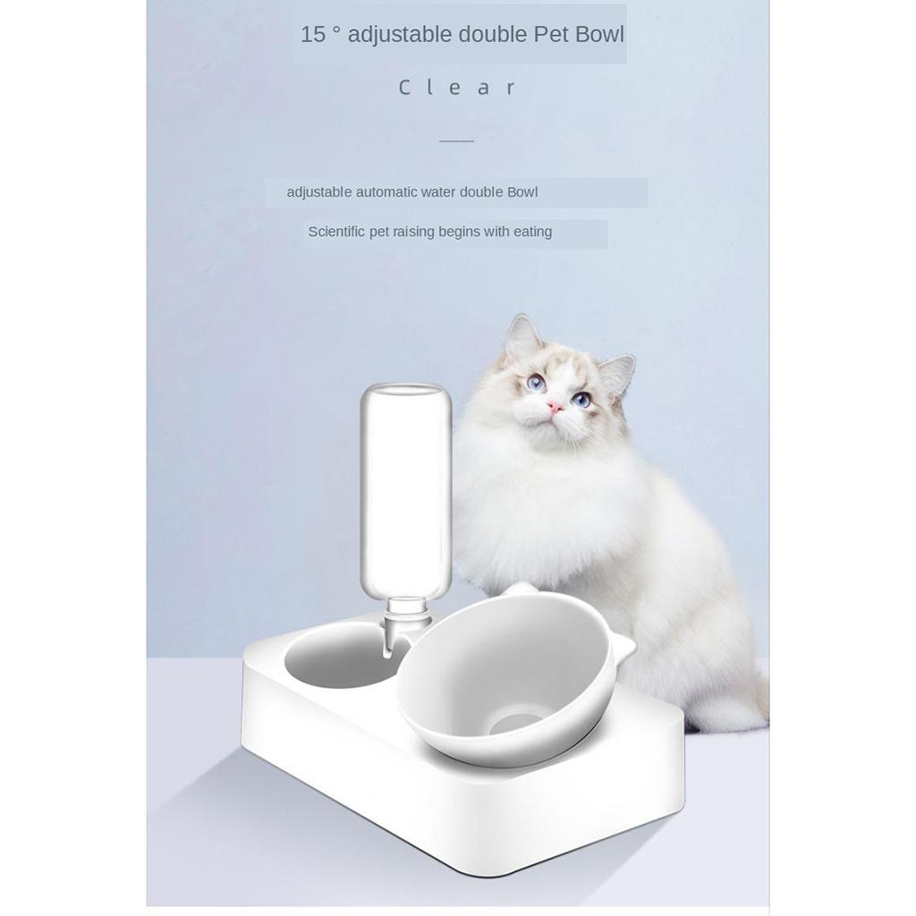Cat Dog Feeder 2 In 1 Automatic Water Bowl And Food Bowl Double Pet Bowls - Spine Protective Food Bowl & Automatic Water Dispenser