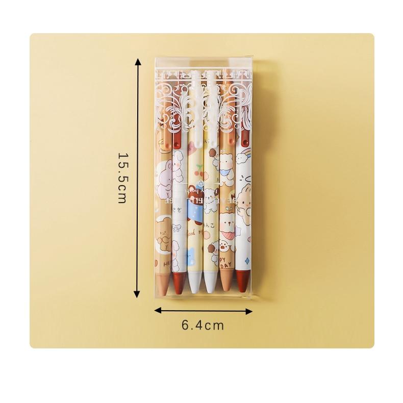 Set 6 Bút Gel bấm hình Ngộ nghĩnh Mực đen 0,5 DecorMe Hộp bút gel bấm đáng yêu văn phòng phẩm NBD2