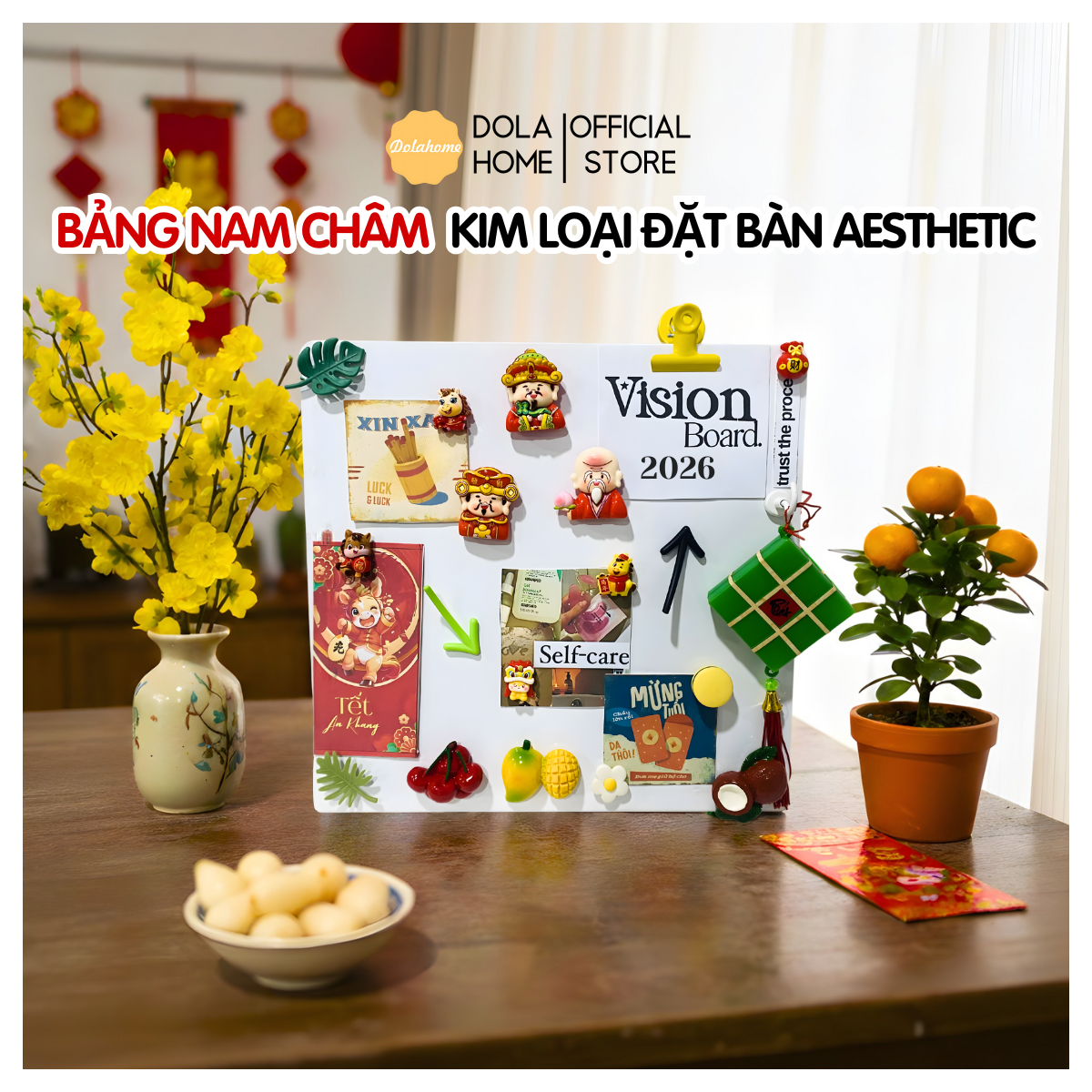 Bảng Từ Tính Kim Loại Dola Home – Nhỏ Gọn, Ghi Chú Viết Xoá Dễ, Decor Góc Làm Việc Aesthetic