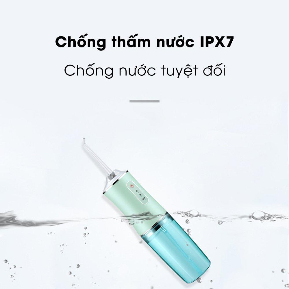 Máy Tăm Nước cầm tay, Tăm nước vệ sinh răng miệng cực sạch công nghệ Châu Âu, 3 chế độ xịt, 4 đầu xịt