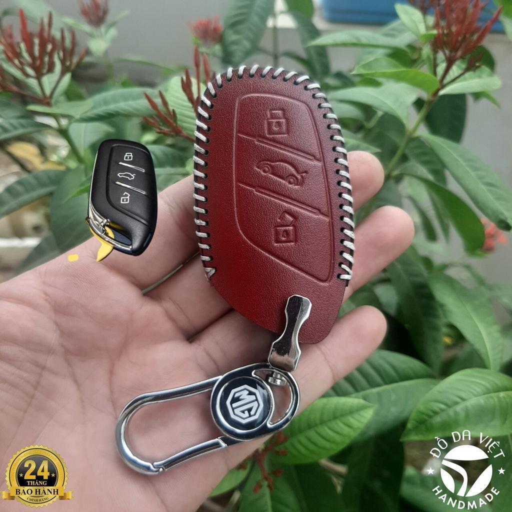 Bao Da Khoá MG ZS. Chìa thông minh 3 nút. Da bò nhập khẩu. Khắc tên và số ĐT chủ xe.