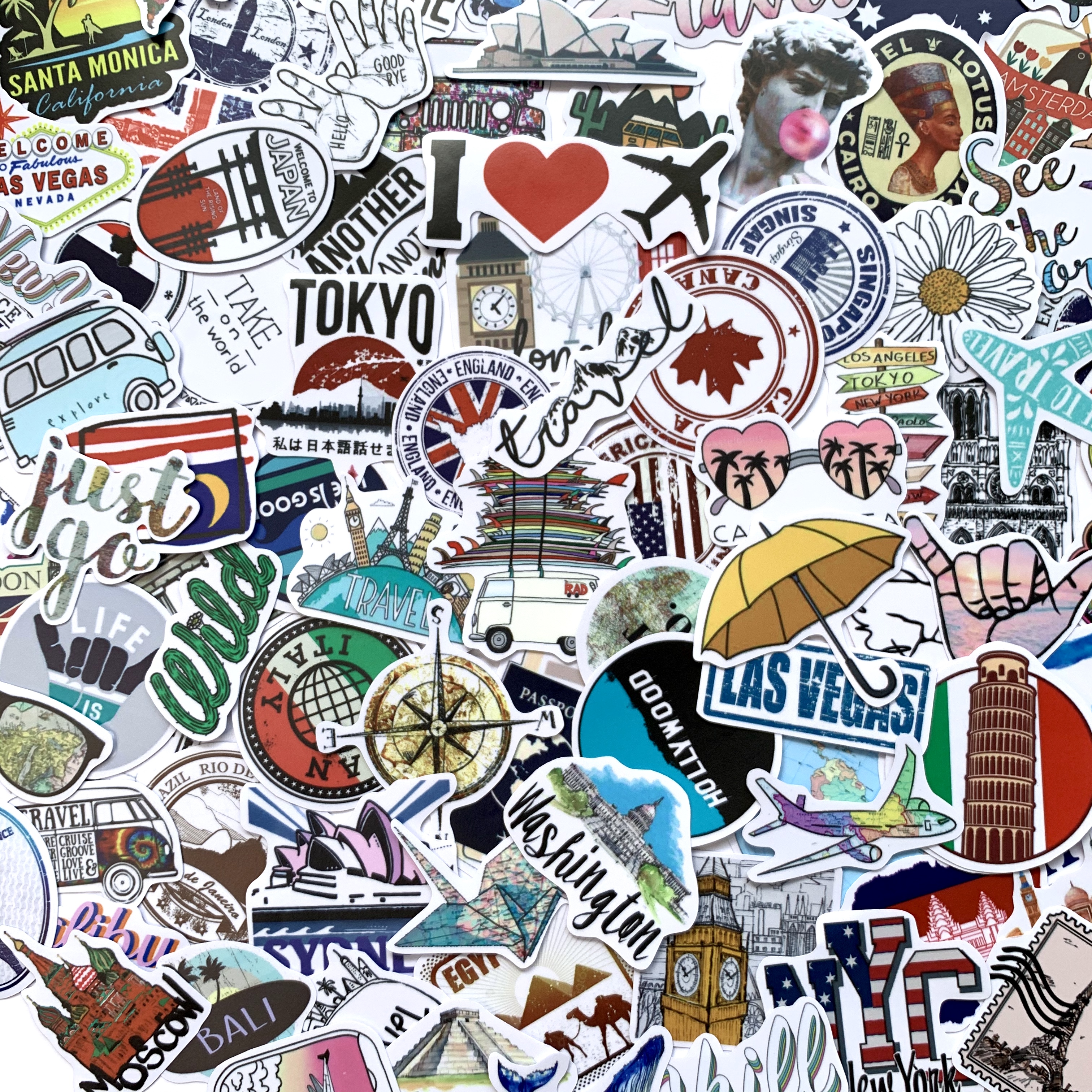 Sticker TRAVEL - DU LỊCH - Dán Trang Trí - Chất Liệu PVC Cán Màng Chất Lượng Cao Chống Nước, Chống Nắng, Không Bong Tróc Phai Màu