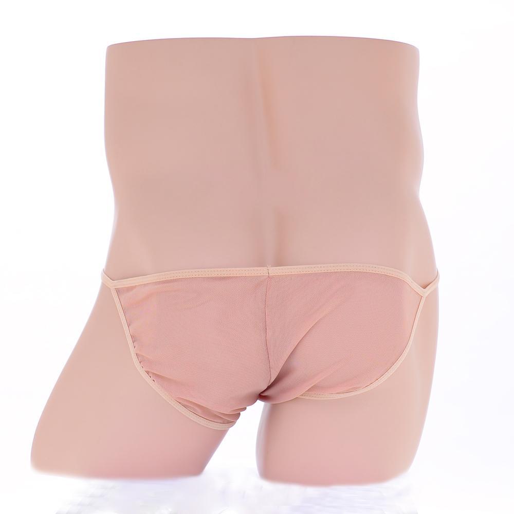 Mens Soft Briefs Underwear Thongs Bulge Pouch Bikini G-string Beige