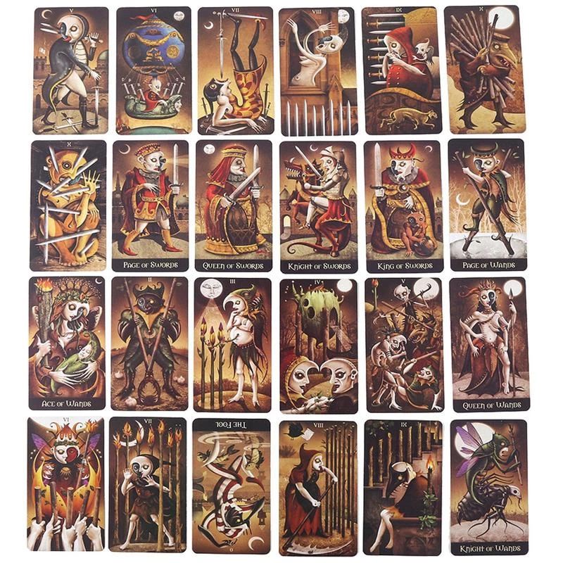 Bộ Bài Deviant Moon Tarot 78 Thẻ Mạ Màu, Hộp Sắt