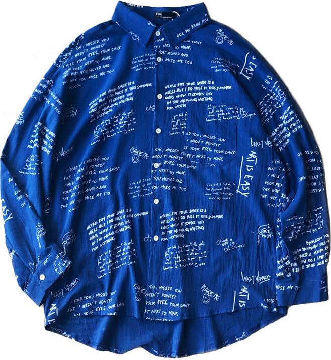 Áo sơ mi/Áo khoác nam, dài tay, họa tiết chữ cái, phong cách Hàn Quốc, kiểu dáng rộng rãi TA157