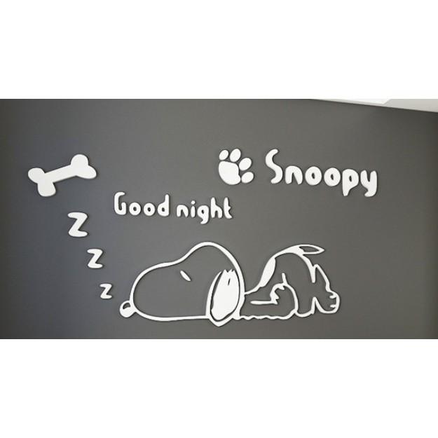 Trang trí tường phòng ngủ 3D Snoopy Goodnight Lớn (1,3x0,67)m (đen) - Gia dụng SG