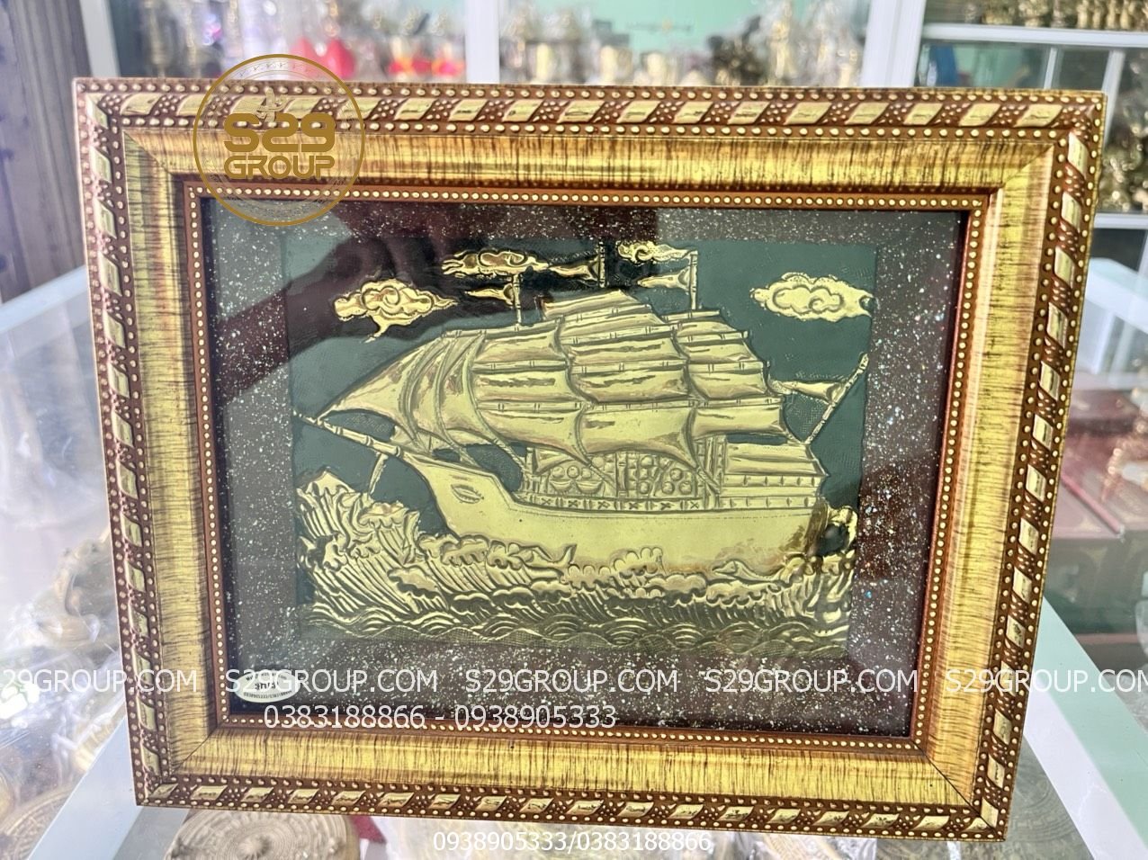 Tranh đồng thuyền buồm xuôi gió,tranh quà tặng phong thủy để cầu mong việc làm ăn suôn sẻ,tài lộc,may mắn và phát đạt