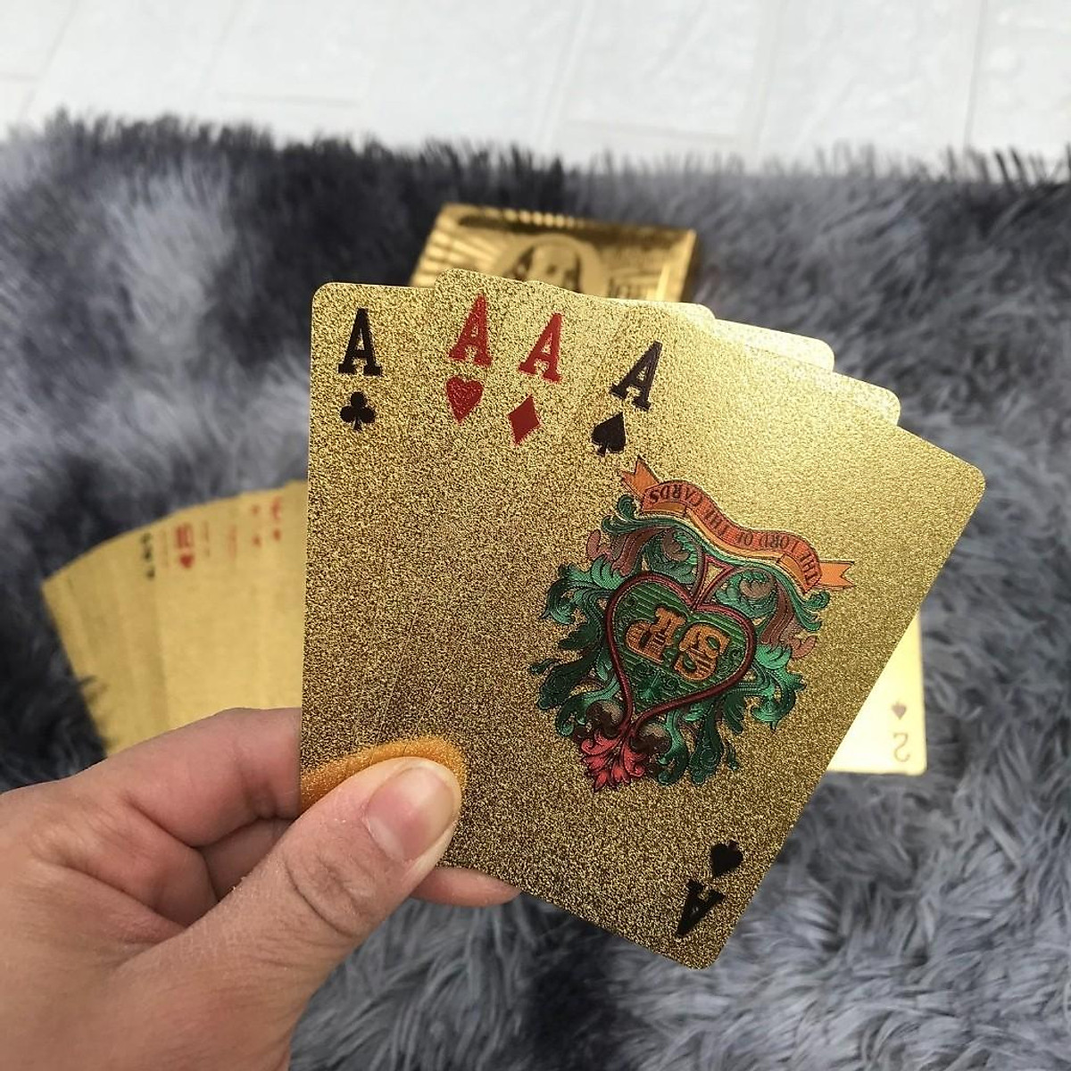 Bộ Bài Mạ Vàng 24K Cao Cấp Chất Liệu Đàn Hồi, Bộ Bài Tây Poker Mạ Vàng miDoctor