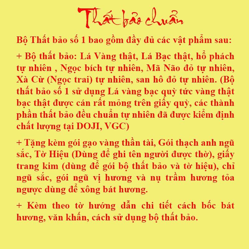 (COMBO) Bộ thất bảo cốt bát hương chuẩn - Bộ số một