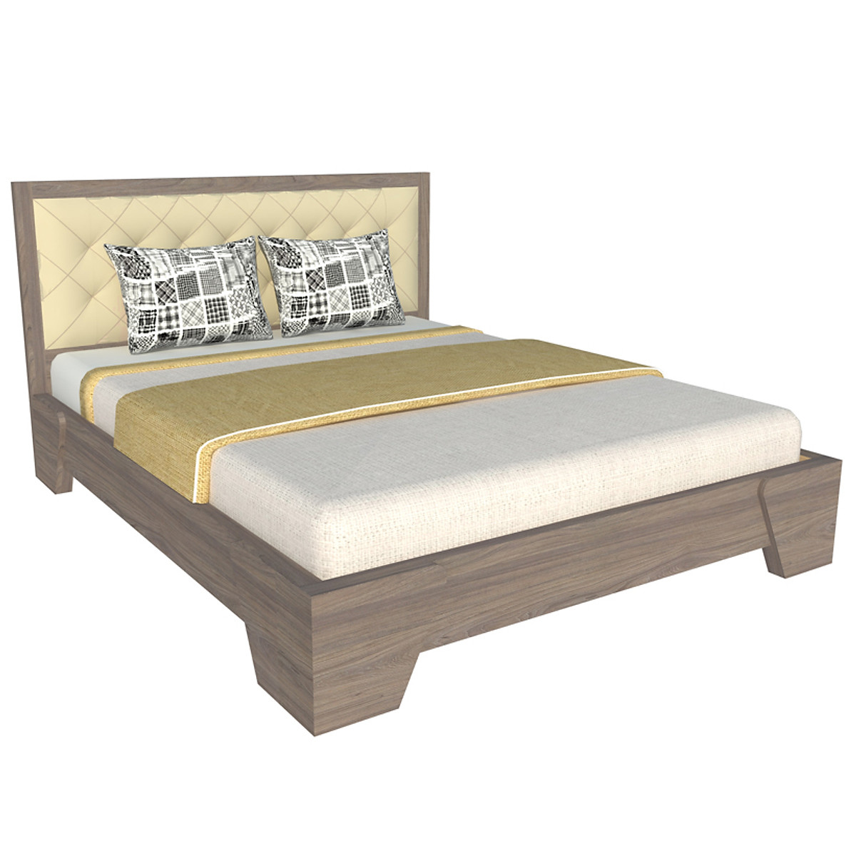 Giường ngủ cao cấp Tundo màu xám 160cm x 200cm