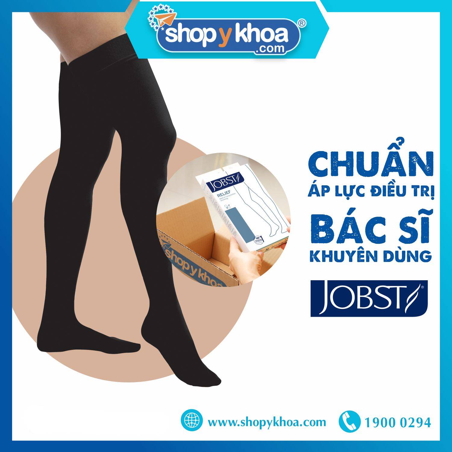 Combo 2 đôi Vớ y khoa đùi JOBST Relief chuẩn áp lực 20-30mmHg- Cơ bản điều trị suy tĩnh mạch