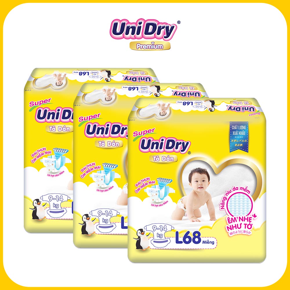 Combo 3 tã dán gói Jumbo UniDry M76-L68-XL62