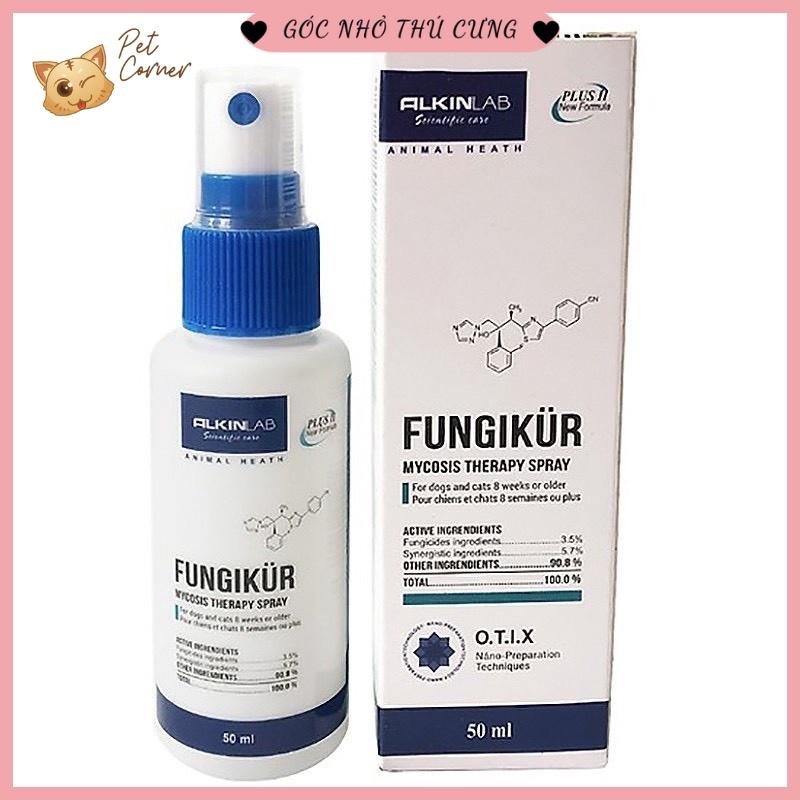 Xịt nấm ngứa, ve rận, ghẻ ngứa và viêm da cho chó mèo Fungikur (50ml)