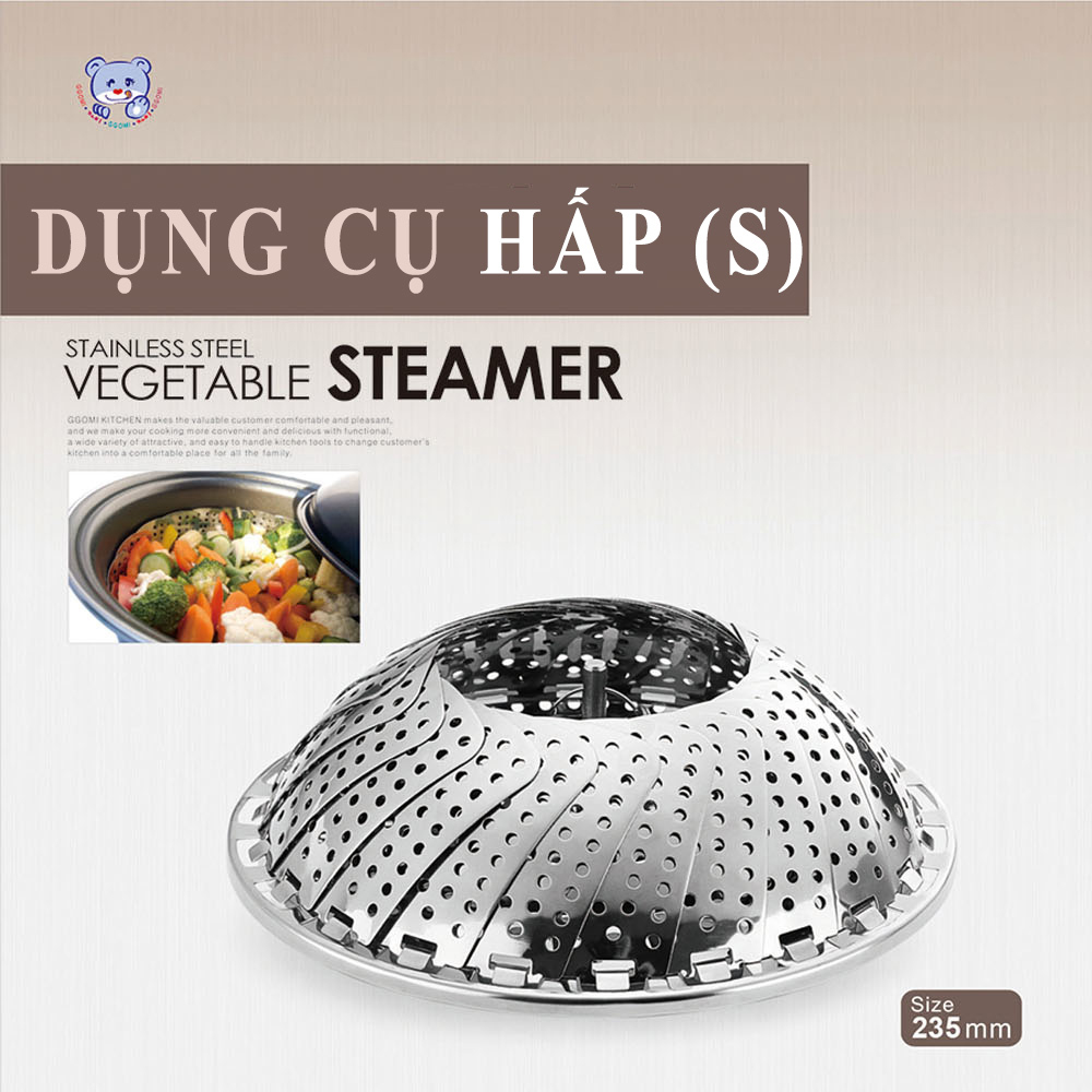 [HÀNG CHÍNH HÃNG]Xửng hấp bằng thép không gỉ an toàn, có thể gấp gọn hay mở rộng tùy nhu cầu sử dụng của GGOMi Hàn Quốc