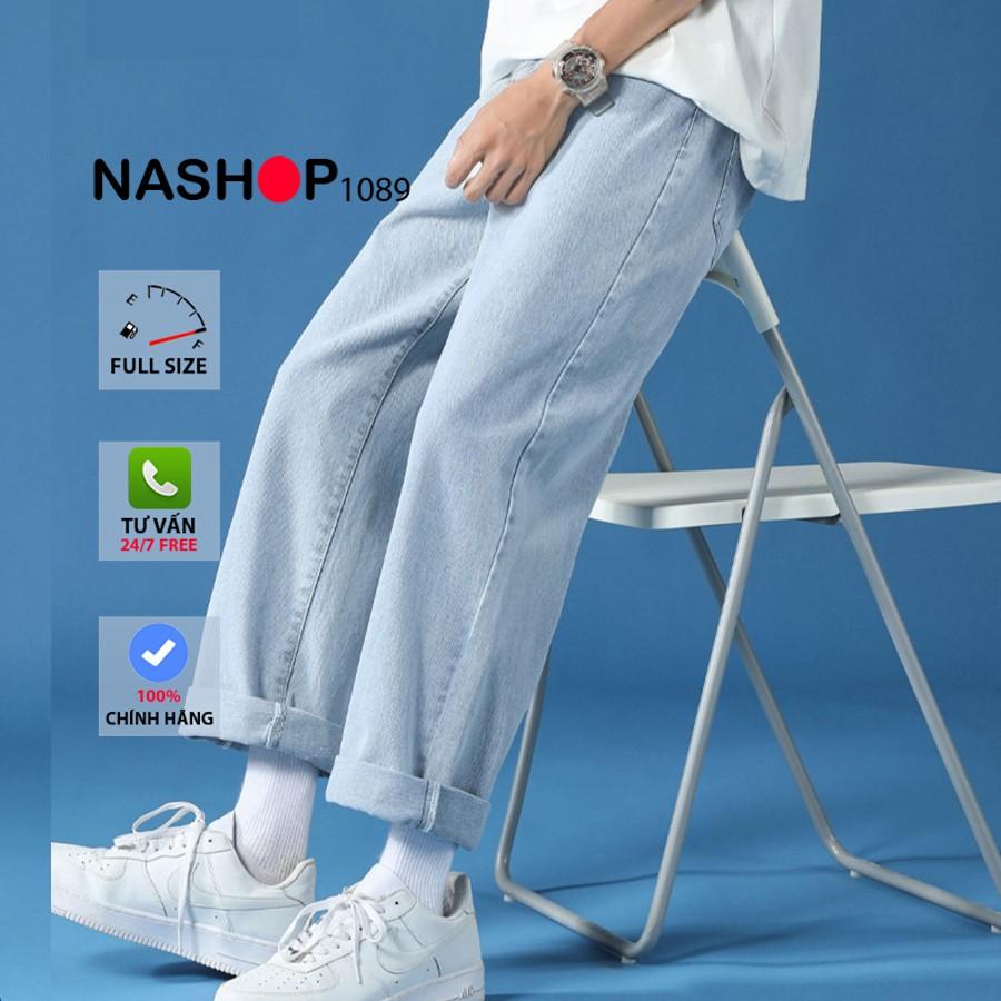 Quần jean bò ống rộng quần ống suông nam nữ unisex lưng cao cạp cao QT 220 Nashop1089