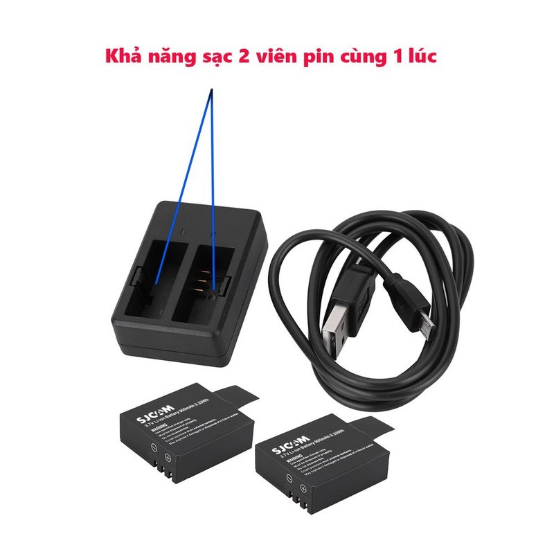 Dock Sạc Pin Đôi Kèm Cáp Cho Camera Hành Trình Sjcam SJ6 - Hàng Chính Hãng