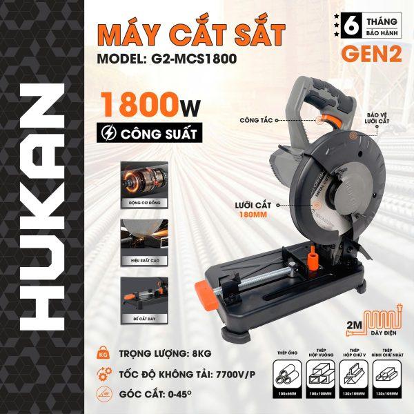 MÁY CẮT SẮT 180MM 1800W G2-MCS1800 HUKAN -HÀNG CHÍNH HÃNG