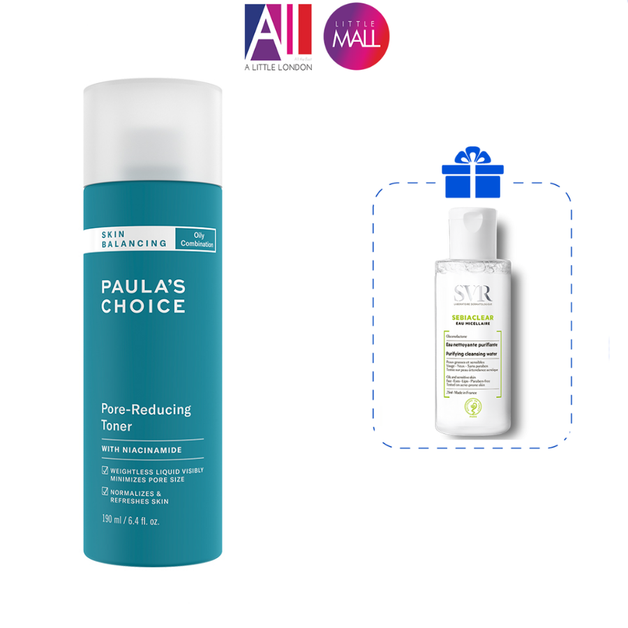 Toner cho da dầu, lỗ chân lông to Paula's Choice skin balancing pore reducing toner 190ml TẶNG tẩy trang SVR  (Nhập khẩu)