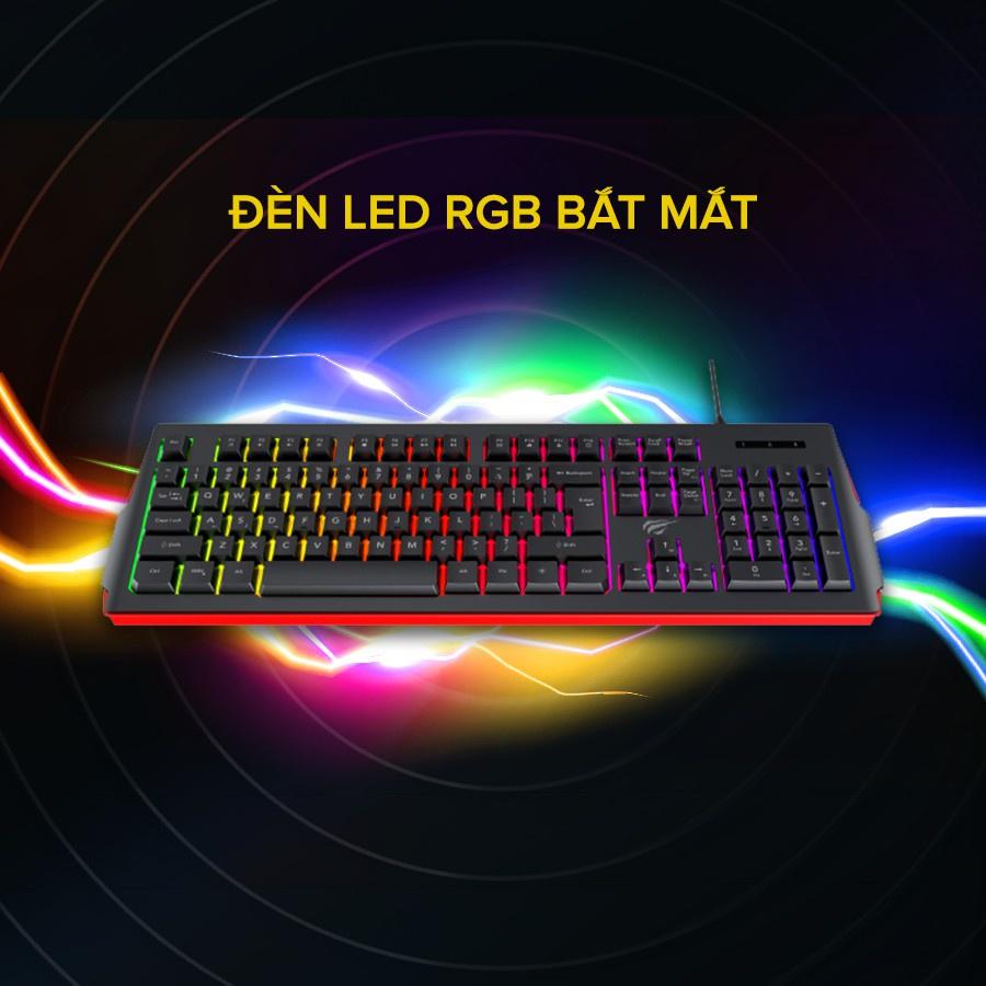 Bàn Phím Gaming RGB HAVIT KB866L, 104 Keys, Thiết Kế Công Thái Học, Tổ Hợp Phím Fn - Hàng Chính Hãng