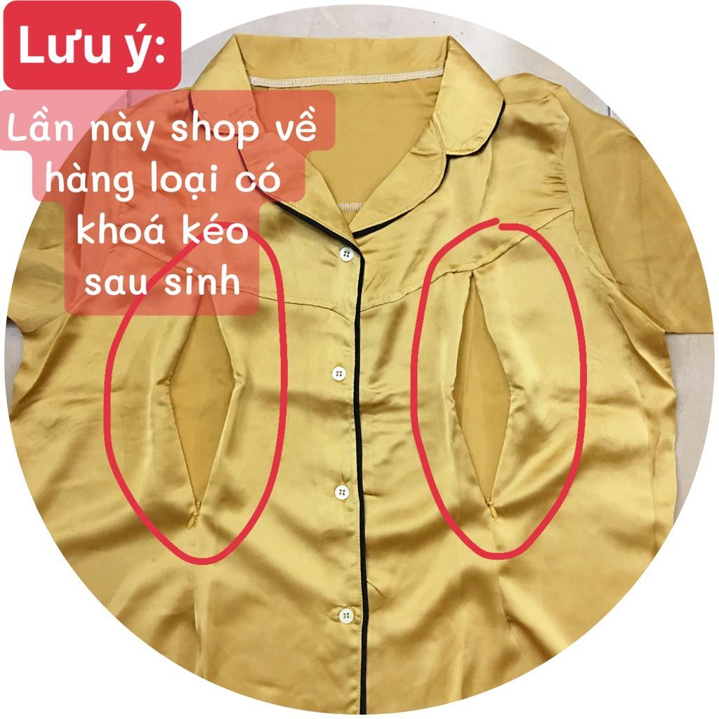 Bộ pijama bầu và SAU SINH Dài Tay chất lụa satin trơn