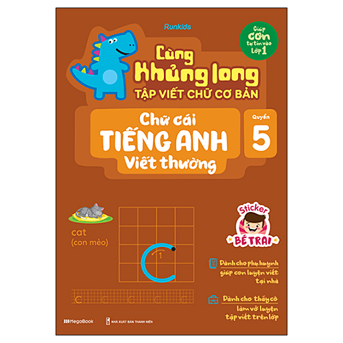 Cùng Khủng Long Tập Viết Chữ Cơ Bản - Chữ Cái Tiếng Anh Viết Thường - Quyển 5 - Sticker Bé Trai