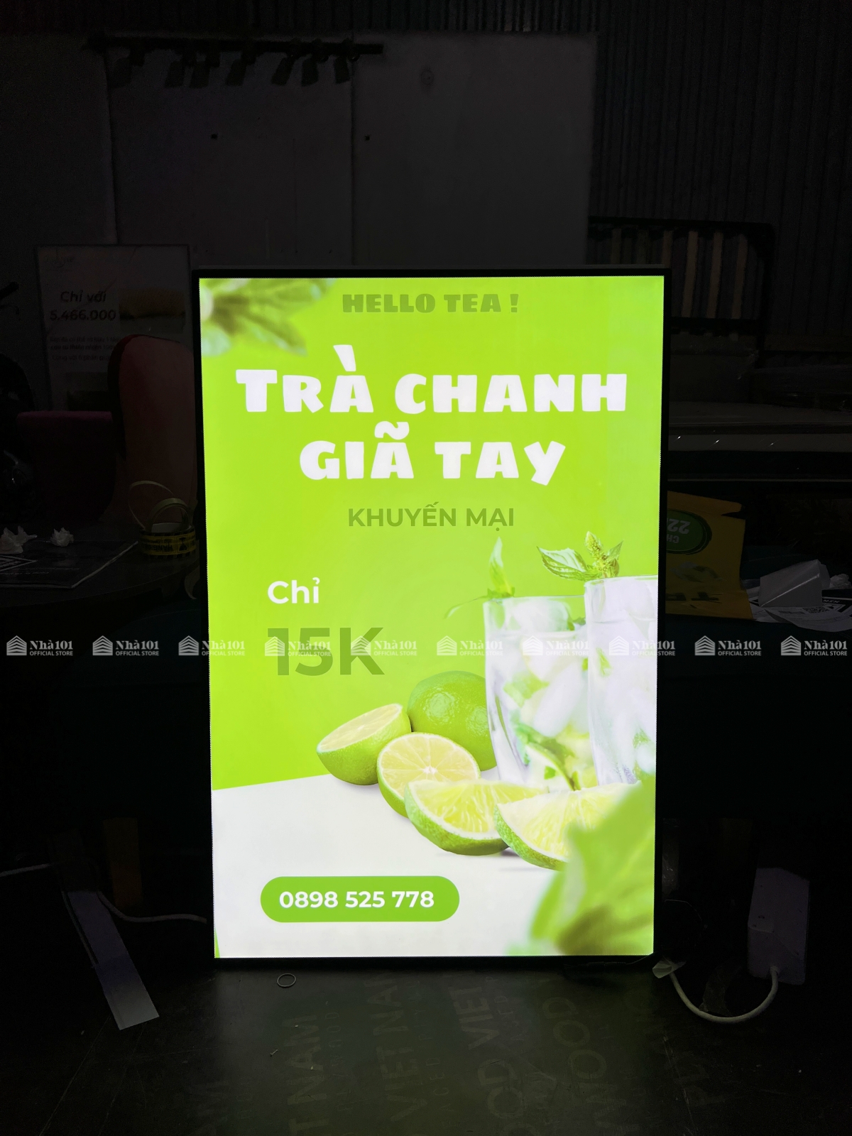 (Kích thước 60x90) Bảng LED quảng cáo siêu mỏng mặt kính cường lực, menu LED siêu mỏng