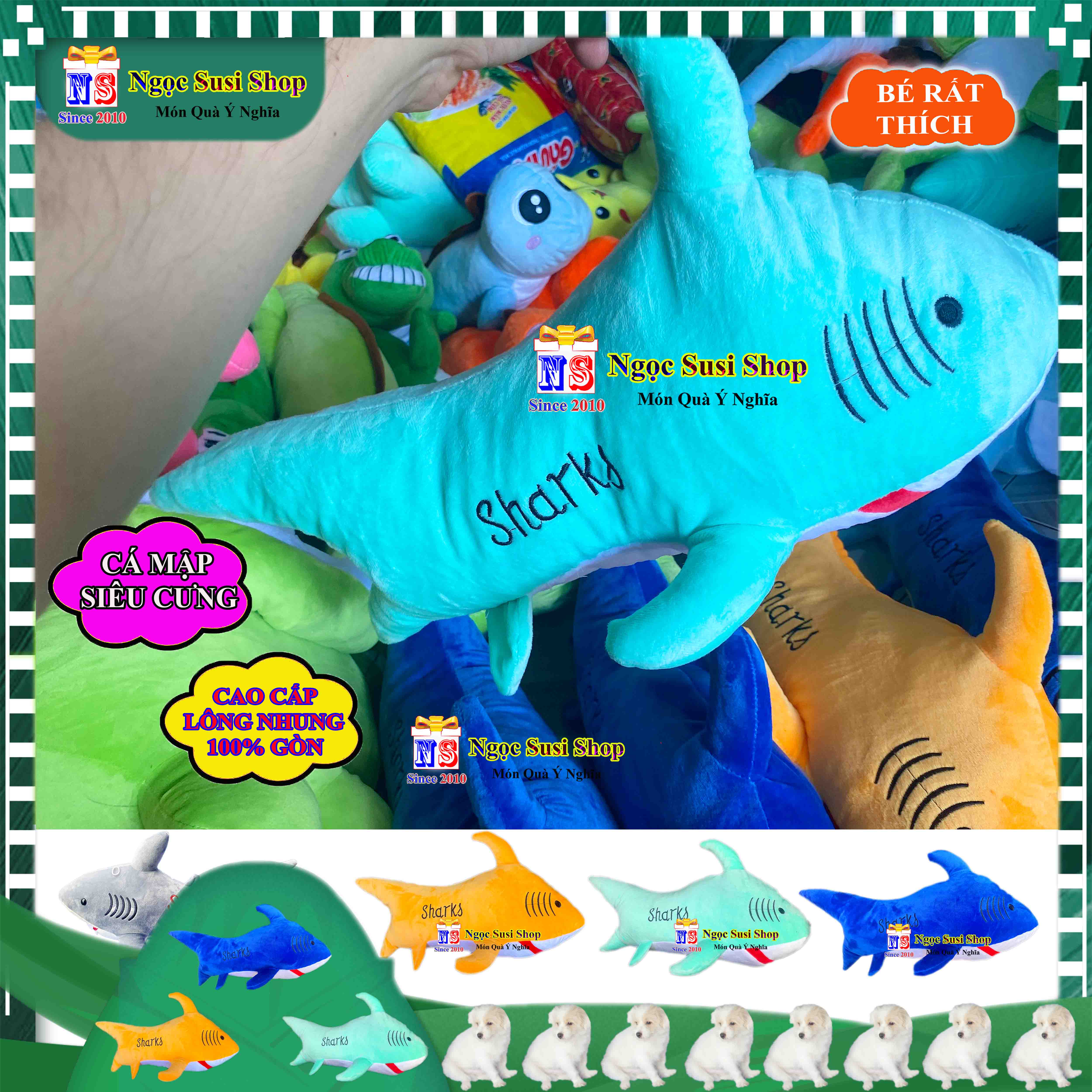 THÚ BÔNG CÁ MẬP BABY SHARK RẤT DỄ THƯƠNG CHO BÉ SIÊU THÍCH ÔM NGỦ SIZE 50CM - GIAO NGẪU NHIÊN MÀU