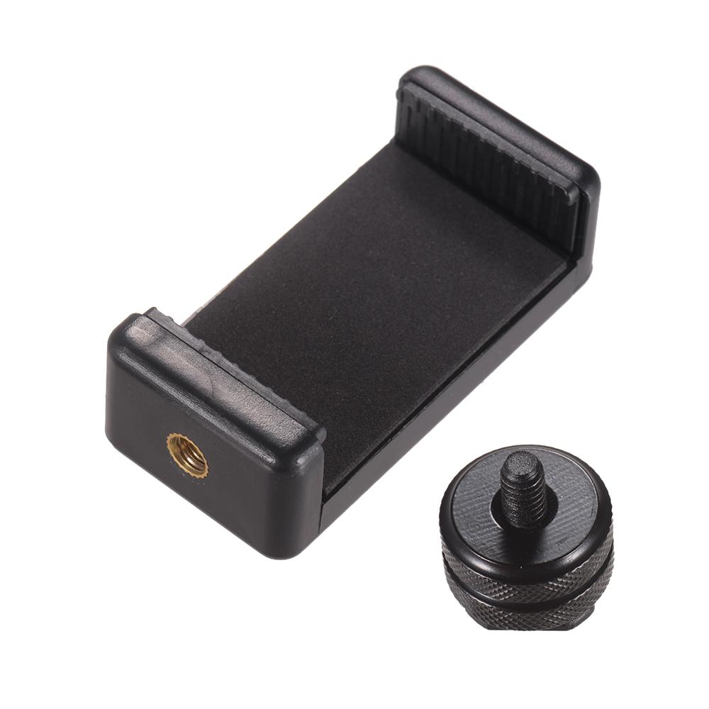 Adjustable Phone Holder Smartphone Clip + Flexible Ballhead Adapter Mount with 1/4 Inch Screw