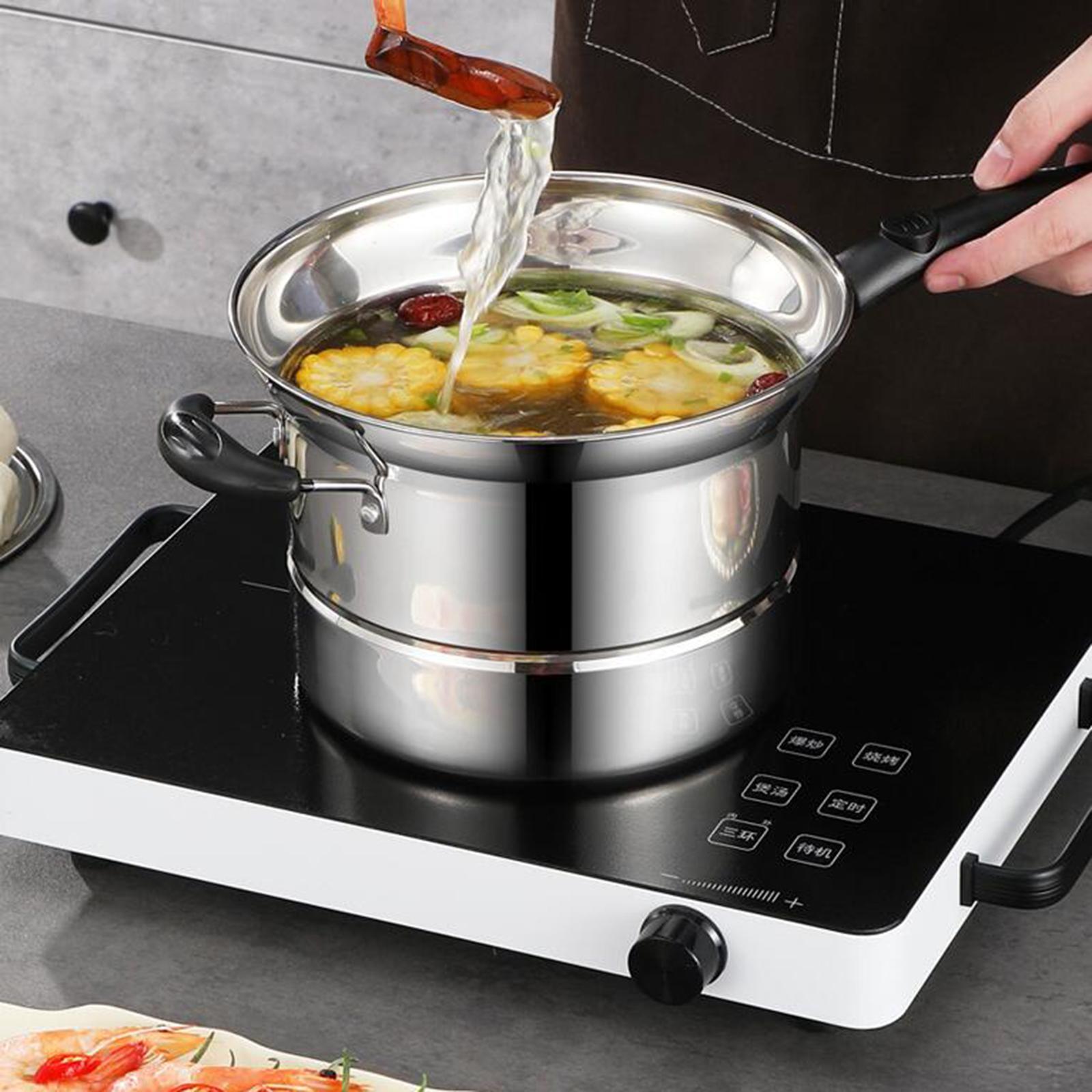 Stainless Steel Sauce Pan, Universal Utensils with Lid Handle Milk Pan Small Pot for Cooking Restaurant Party Indoor Outdoor Dining Room