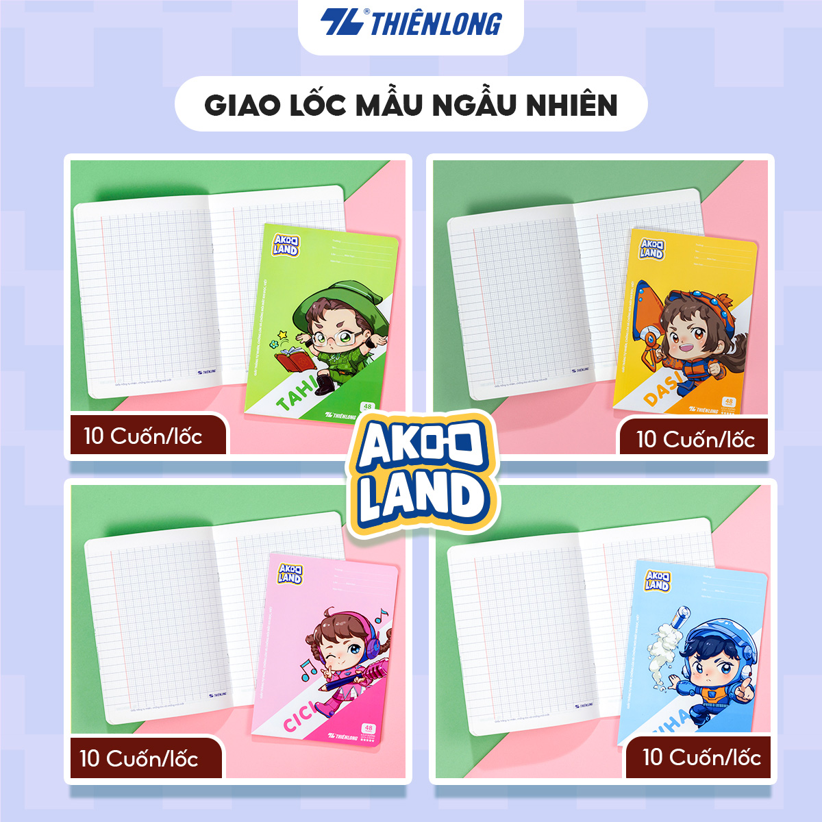 Tập học sinh 48 trang 4 ô ly vuông 2.5mm 100gsm Thiên Long TP-NB002/AK - Akooland thế giới học cụ thần kỳ