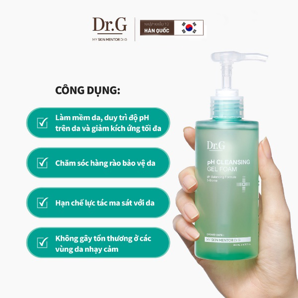Sữa Rửa Mặt Dạng Gel Dịu Nhẹ Dr.G pH Cleansing Gel Foam 200ml