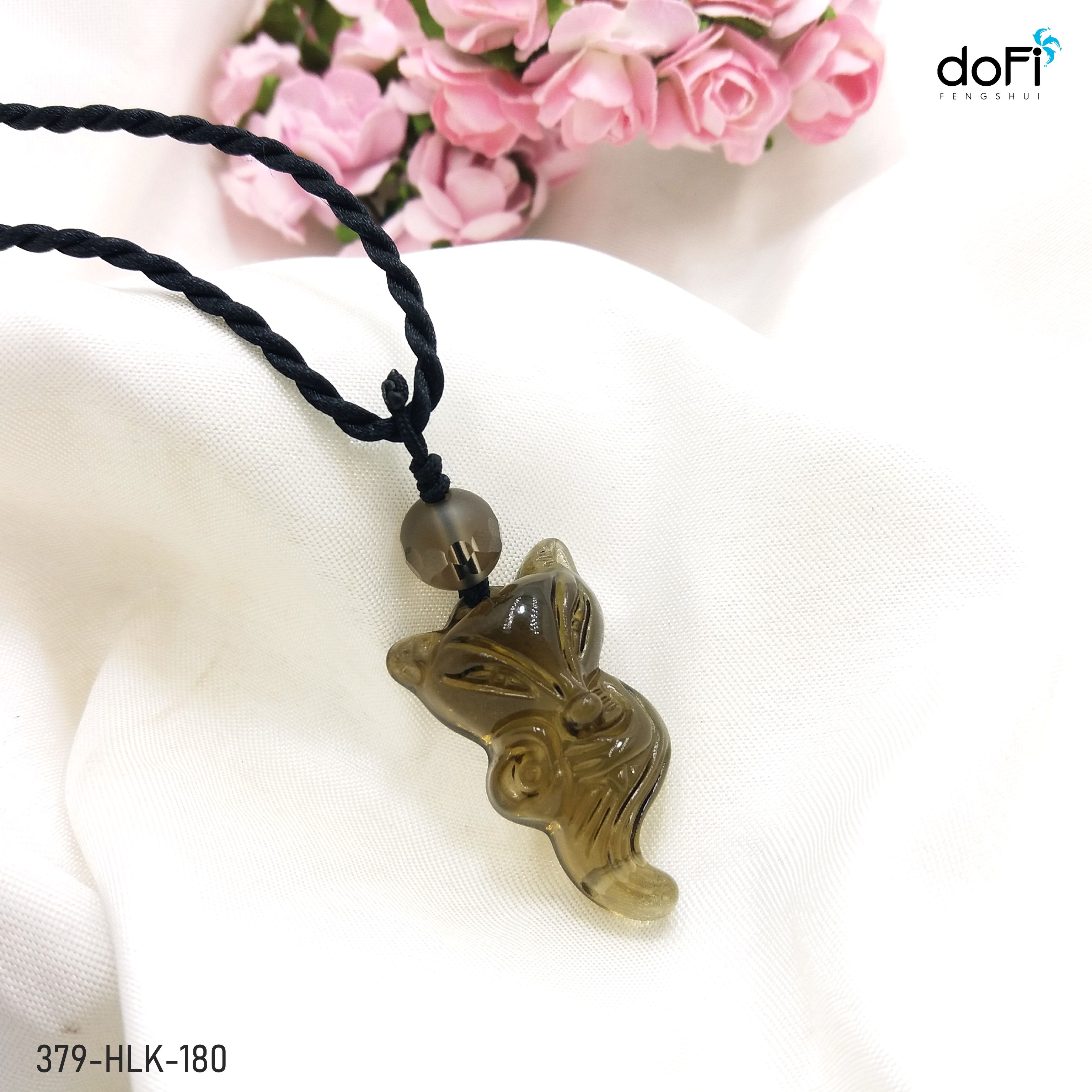 MẶT DÂY HỒ LY DÁNG ÔM HOA HỒNG ĐÁ THẠCH ANH KHÓI