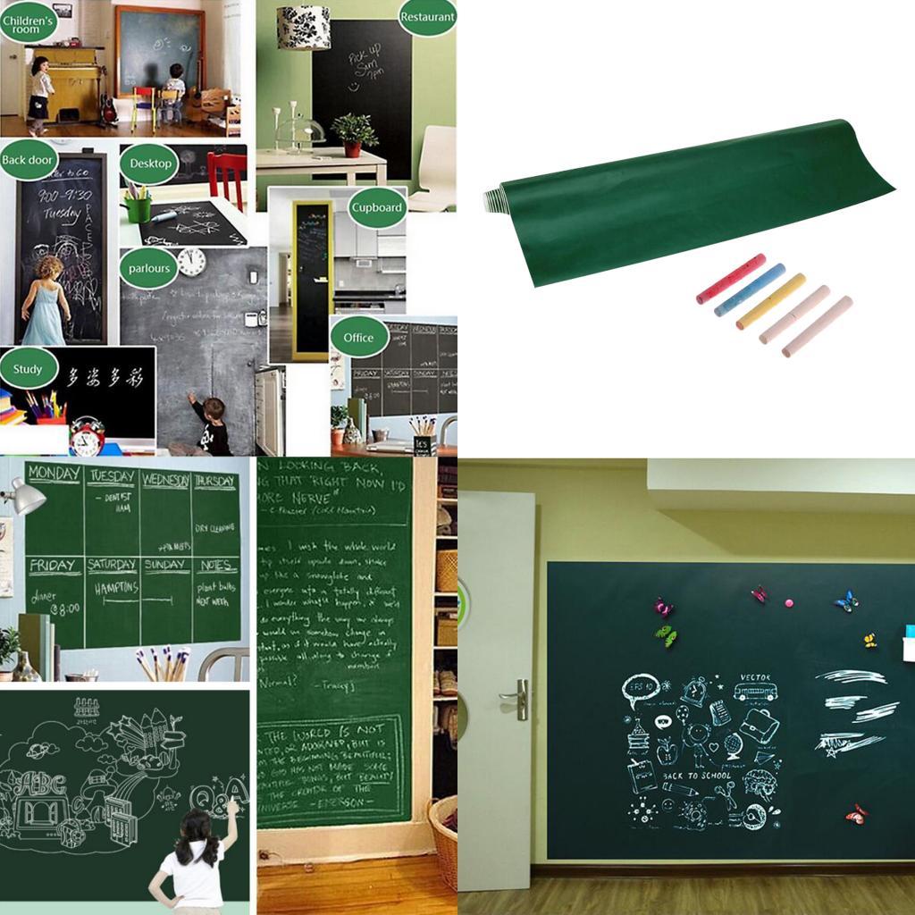2pcs Chalkboard Wall Sticker Blackboard Adhesive Paper with Chalk Markers