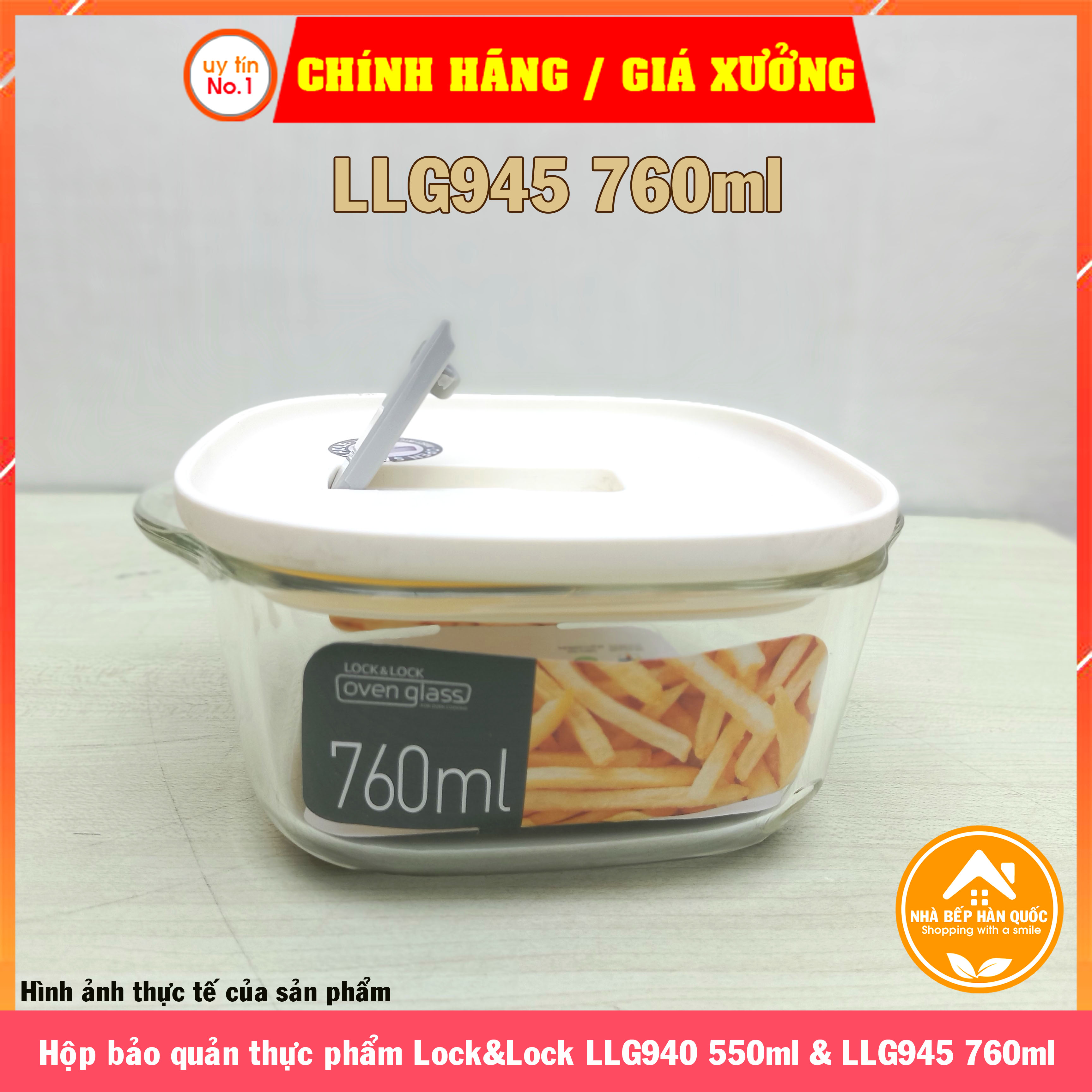 Hộp đựng thực phẩm thủy tinh chịu nhiệt có van thông hơi MORDEN STEAM HOLE LOCK&amp;LOCK-LLG940 550ml &amp; LLG945 760ml