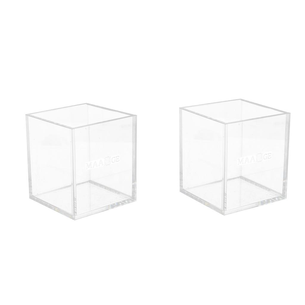 2pcs Clear Makeup Brush Holder Countertop Cosmetic Organizer Pencil Storage