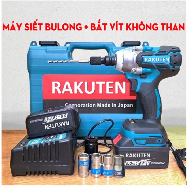 Máy siết bulong RAKUTEN 72V tặng đầu chuyển thành máy bắn tôn.máy bắt vít